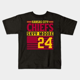 Kansas City Chiefs Skyy Moore 24 American Flag Football Kids T-Shirt
